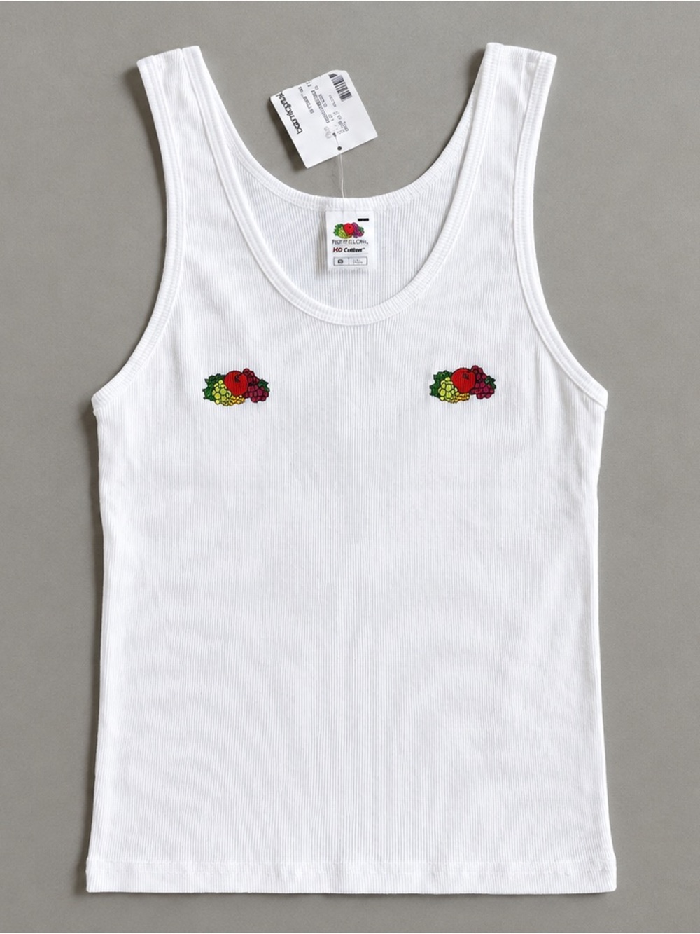 HommeGirls x Fruit of the Loom Double Logo Ribbed Tank Top White L